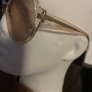 Sunglasses round oversized transparent plastic with gold hardware